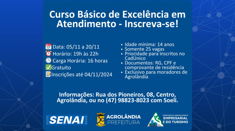 Curso Básico de Excelência em Atendimento abre novas oportunidades aos moradores de Agrolândia